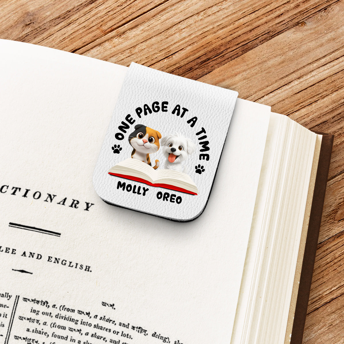 One Page Once With Us - Personalized Leather Bookmark