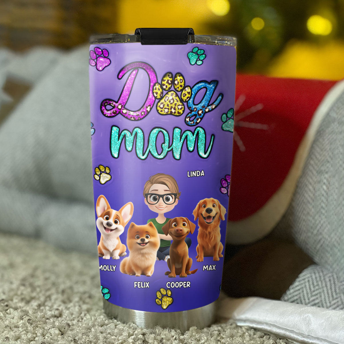 Custom Mother's day Birthday Gifts For Pet Mom, Pet Lovers • Born To Be Professional Dog Mom - Personalized 3D Inflated Effect Tumbler