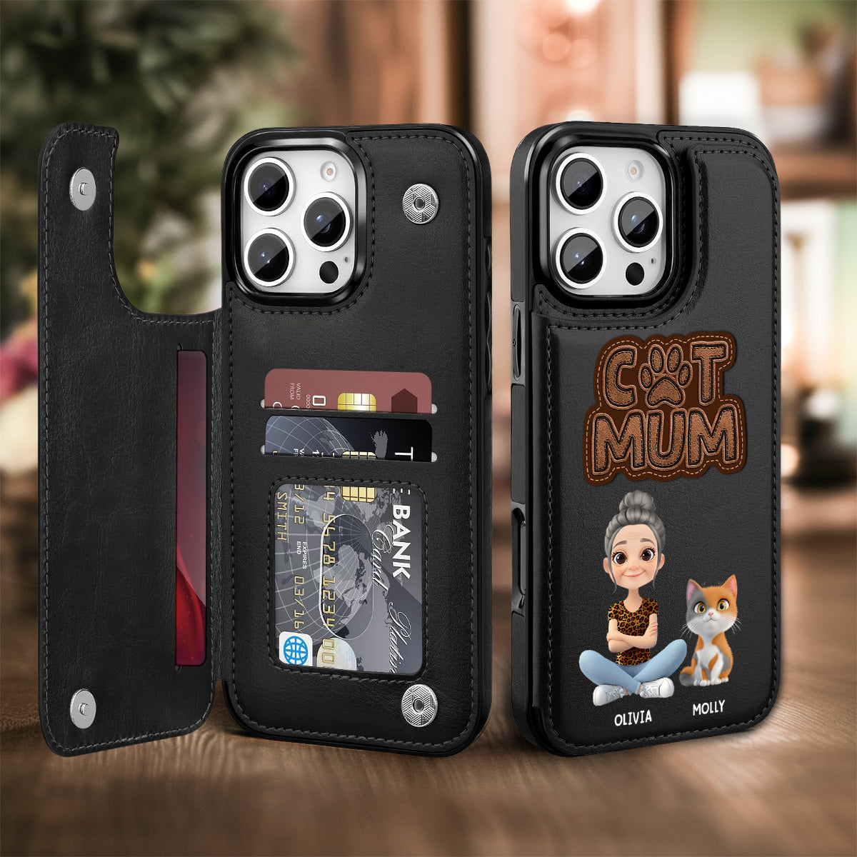 The Cat Mom - Personalized Leather Phone Case