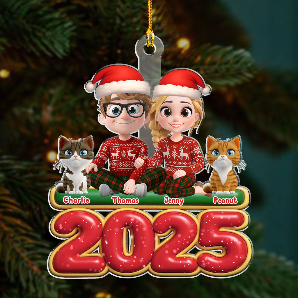 Custom Christmas Birthday Gifts For Cat Dad And Mom • We And Our Cat - Personalized Acrylic Ornament