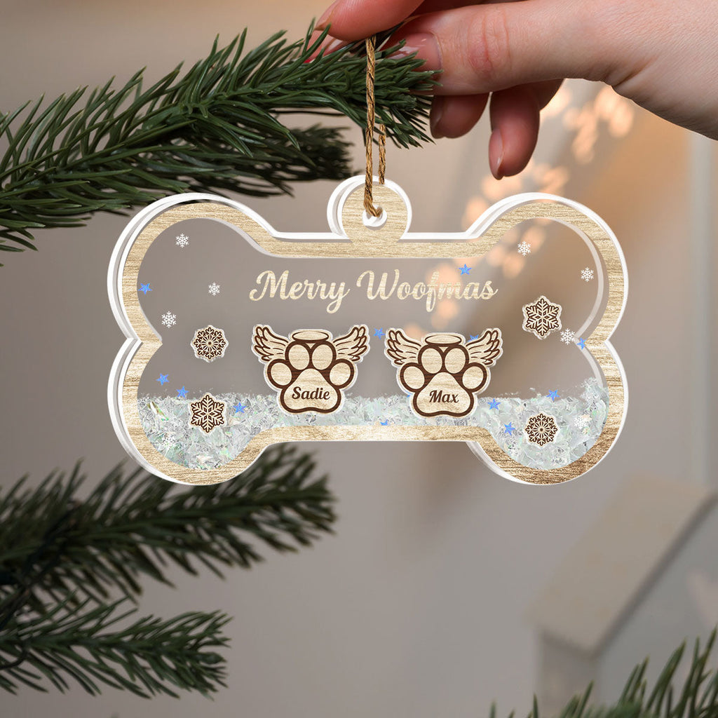 Paw Merry Woofmas - Personalized Acrylic Shaker Ornament