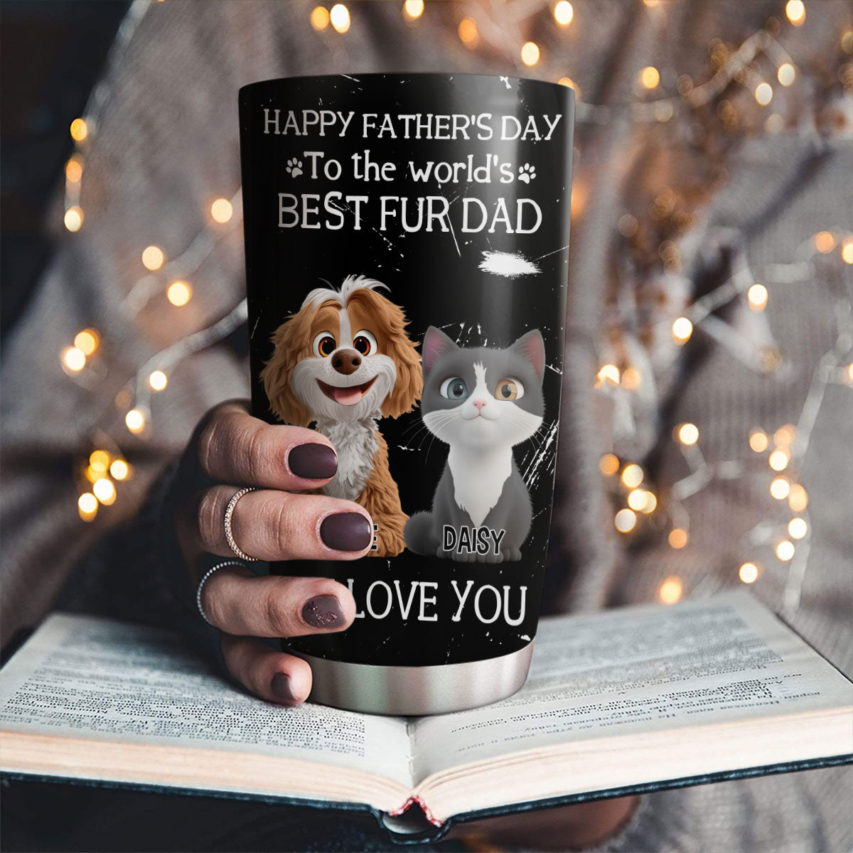 Custom Father's day Birthday Gifts For Pet Dad, Pet Lovers • I Love You The Best Fur Dad - Personalized Tumbler