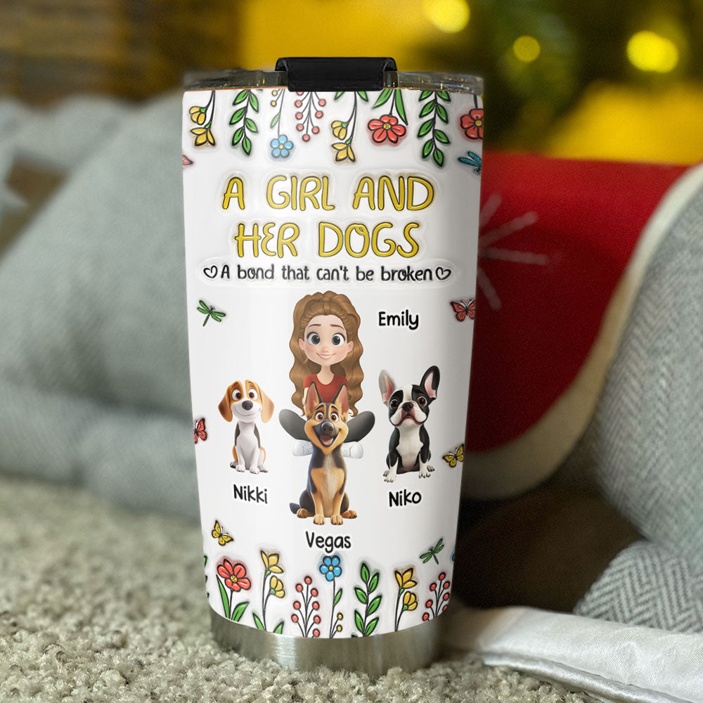Custom Christmas Birthday Gifts For Dog Lovers • A Girl And Her Dog Baby - Personalized 3D Inflated Effect Tumbler
