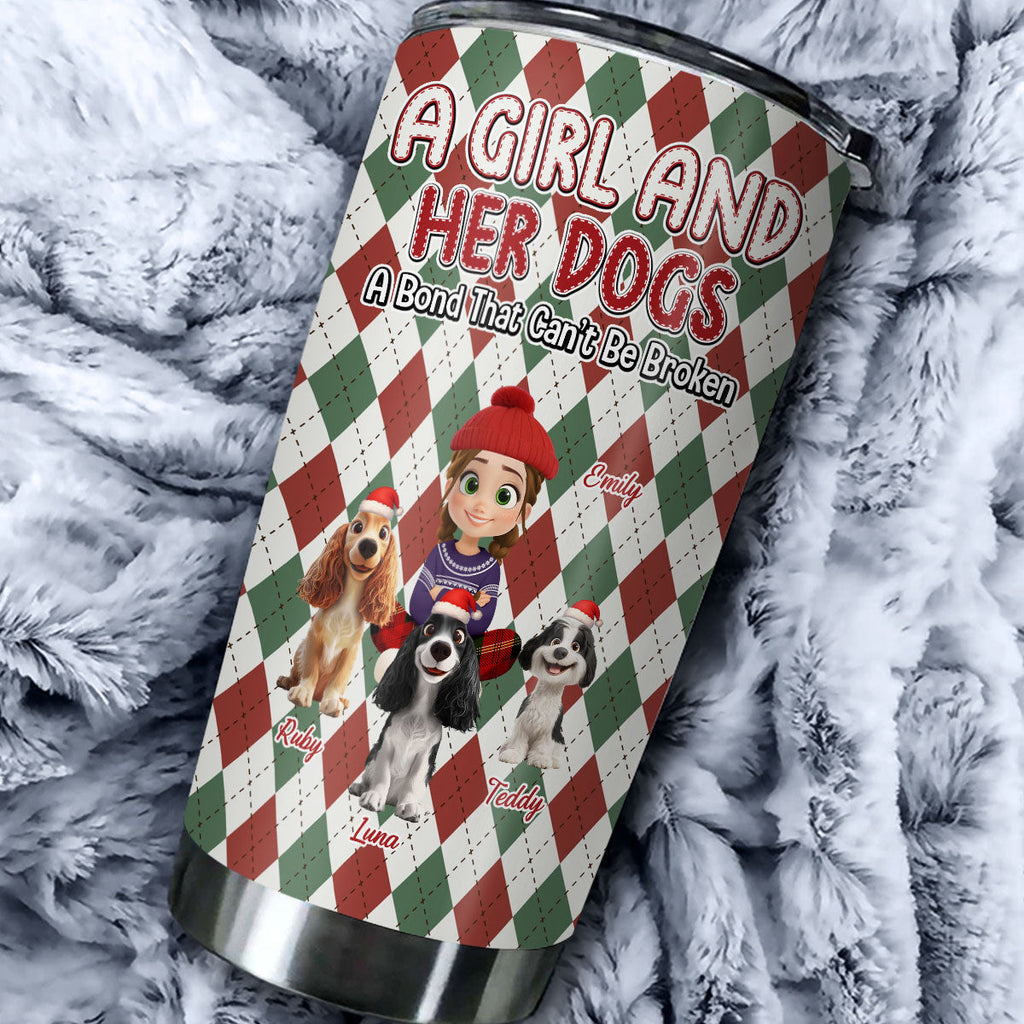 Custom Christmas Birthday Gifts For Dog Mom, Dog Lovers • Girl Loves Dog Square - Personalized Tumbler