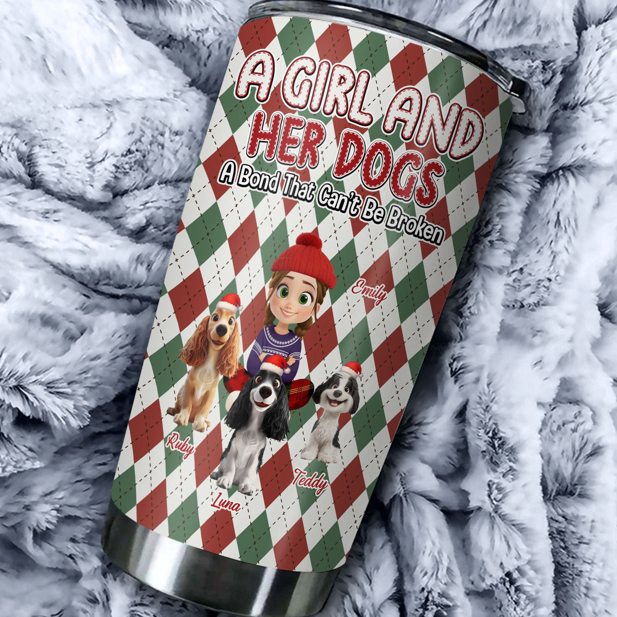Custom Christmas Birthday Gifts For Dog Mom, Dog Lovers • Girl Loves Dog Square - Personalized Tumbler