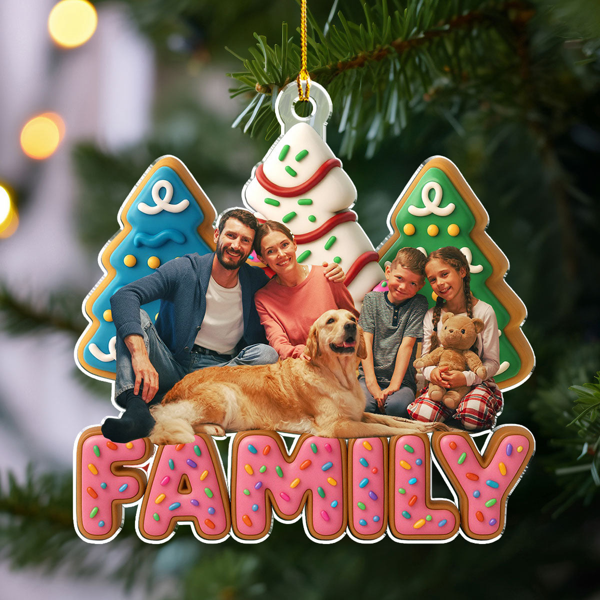 Custom Christmas Decor Home Birthday Gifts For Pet Lovers • Sweet Family Tree Ver Photo - Personalized Acrylic Ornament