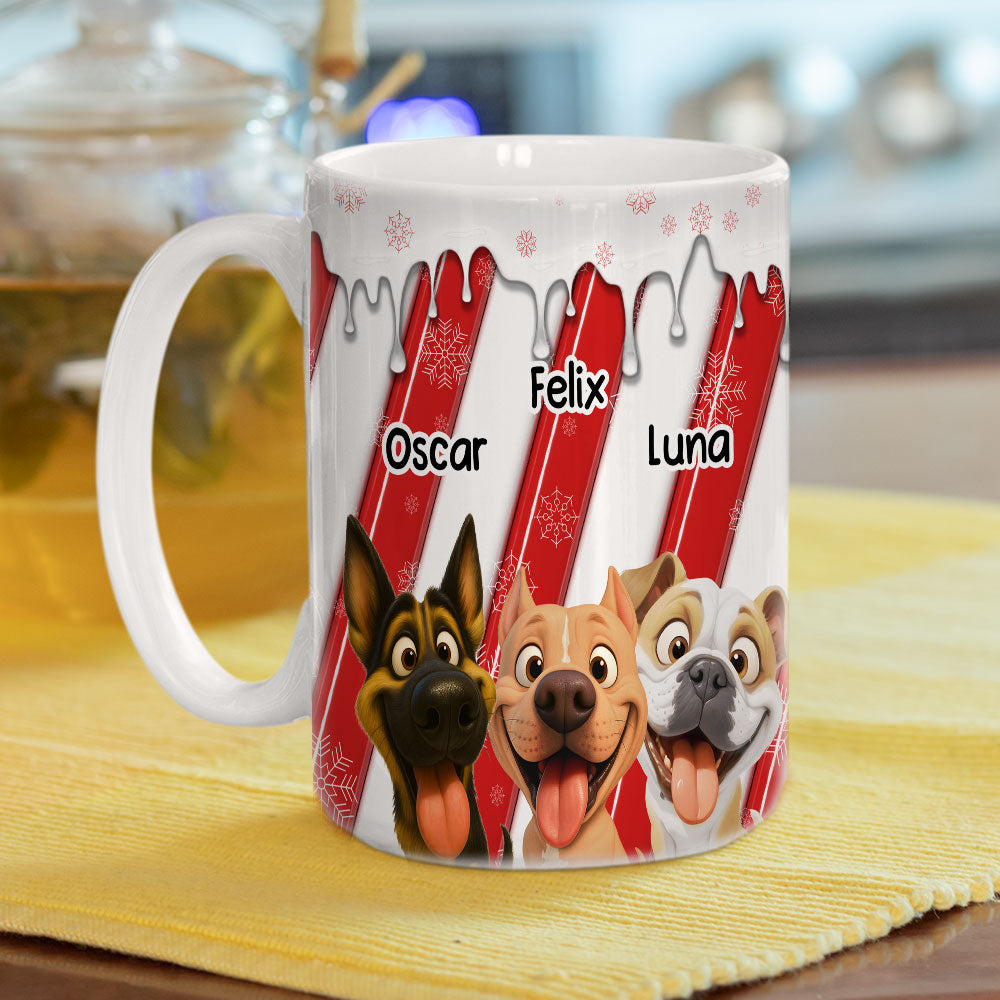 Custom Christmas Birthday Gifts For Dog Lovers • Candy Cartoon Dog - Personalized 3D Inflated Effect Coffee Mug