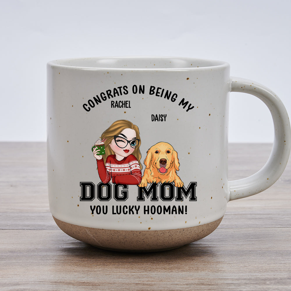 Custom Christmas Birthday Gifts For Dog Lovers • You Lucky Hooman - Personalized Pottery Mug