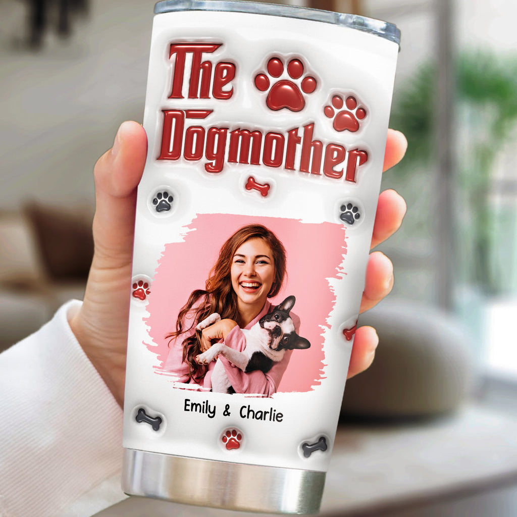 Custom Photo Christmas Birthday Gifts For Dog Mom, Dog Lovers • Cool Dog Mother Photo - Personalized 3D Inflated Effect Tumbler