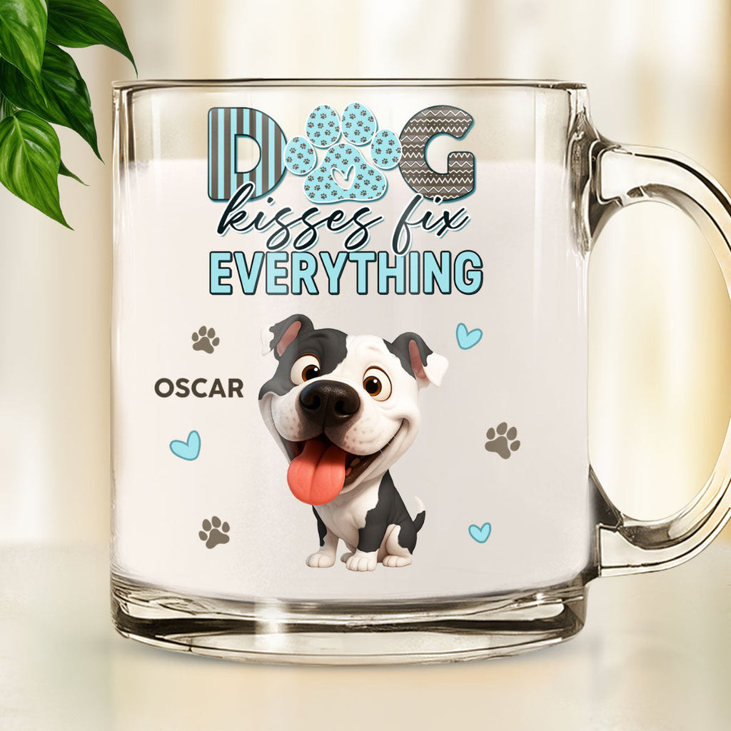 Custom Christmas Birthday Gifts For Dog Lovers • Dog Kisses Above All - Personalized Glass Mug