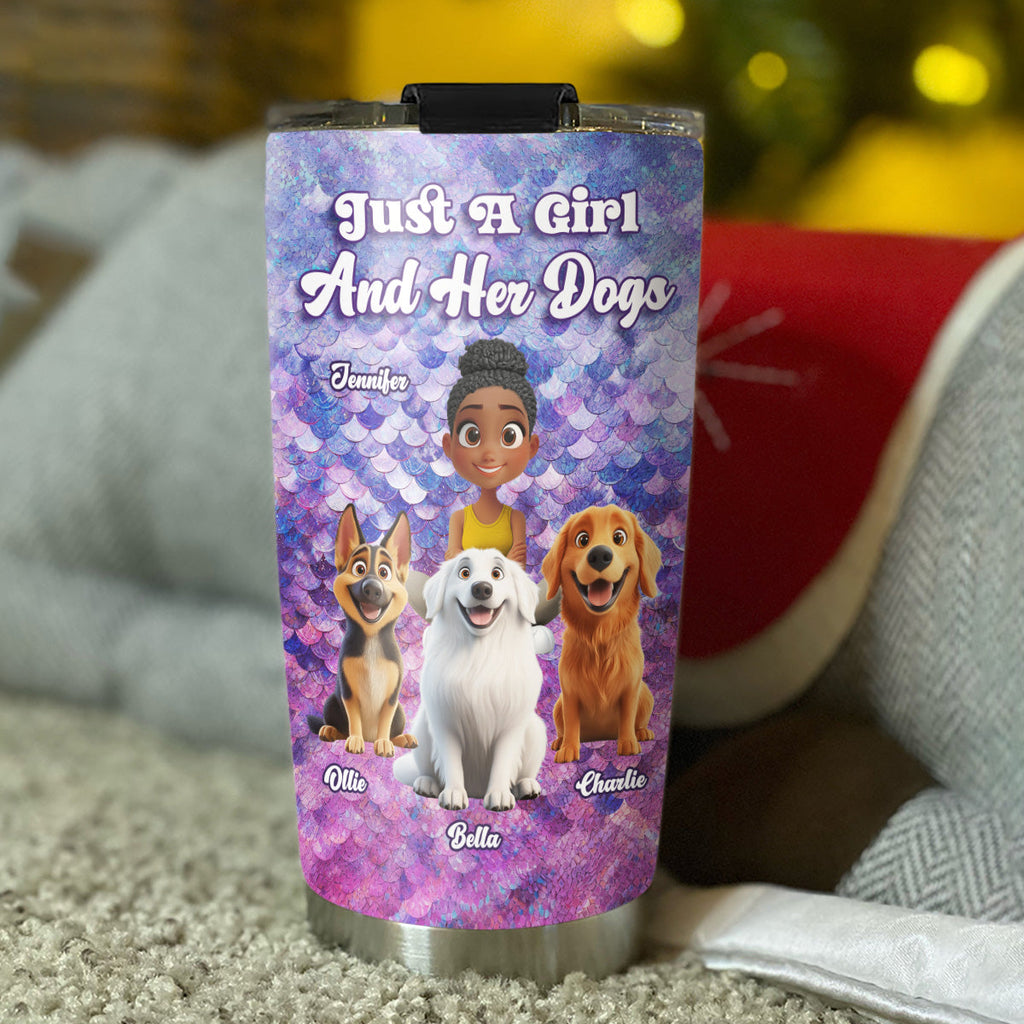 Custom Christmas Birthday Gifts For Dog Mom, Dog Lovers • Sequin Effect Dog Mom - Personalized 3D Effect Tumbler