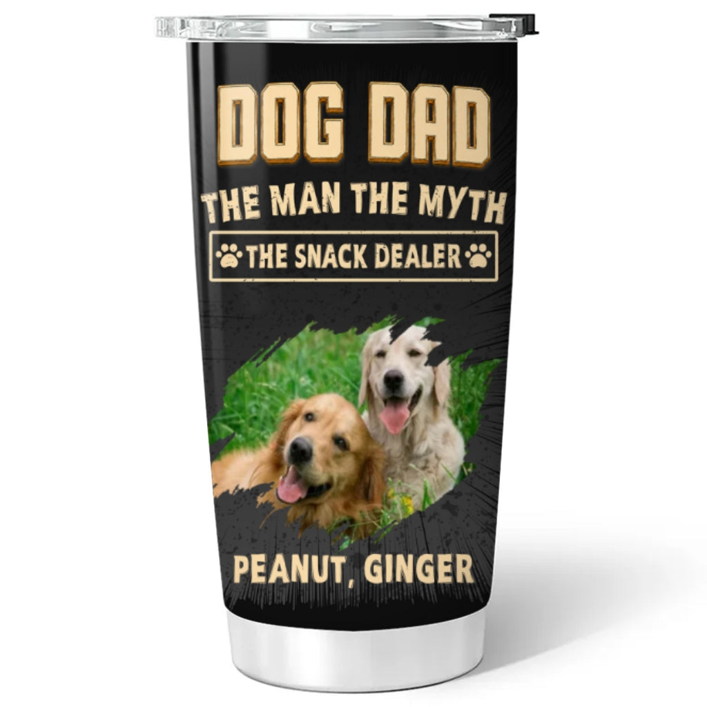 Custom Photo Father's day Birthday Gifts For Dog Dad, Dog Lovers • The Snack Dealer Dog Dad Photo - Personalized Tumbler