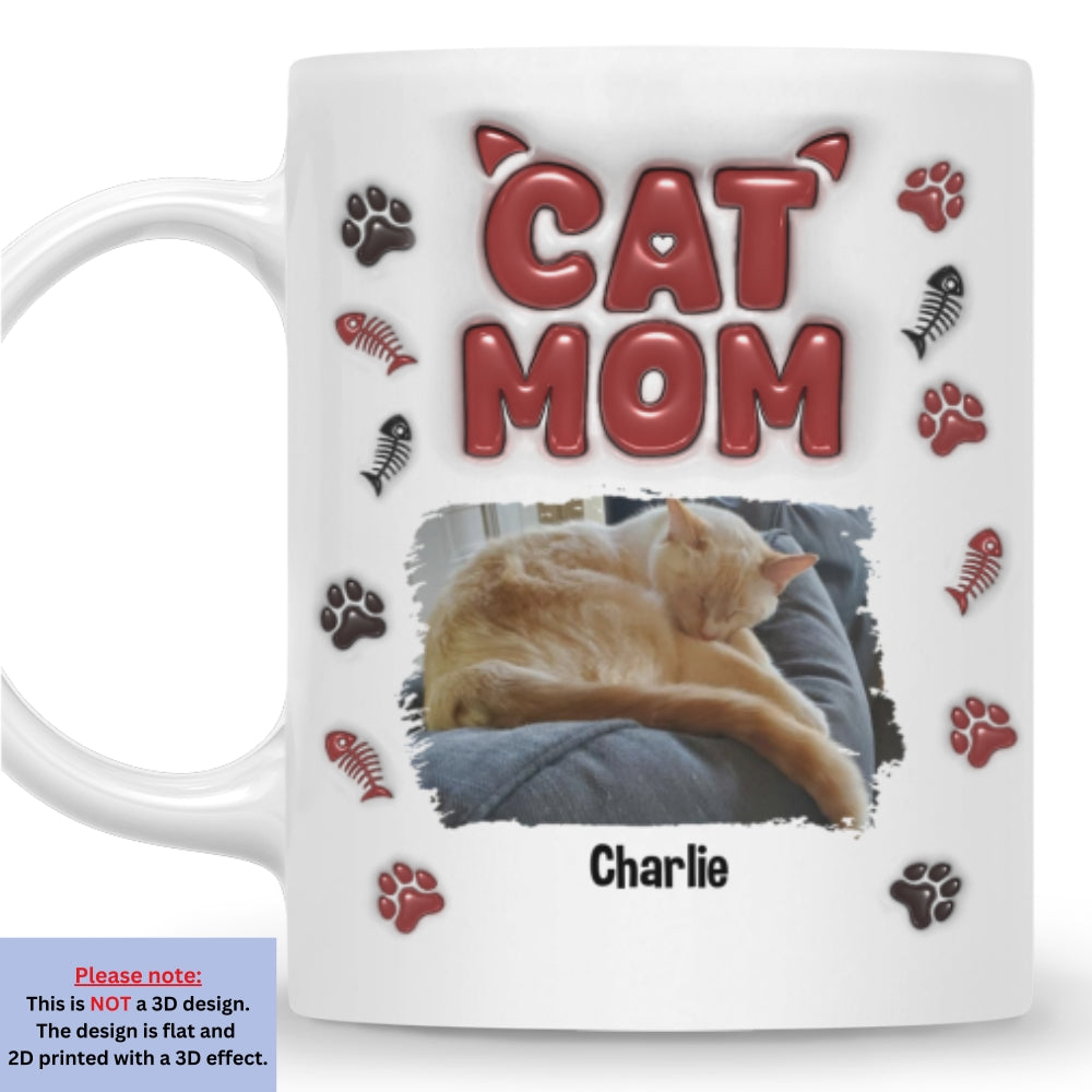Custom Photo Christmas Birthday Gifts For Cat Mom, Cat Lovers • Lovely Cat Mama Photo - Personalized 3D Inflated Effect Mug
