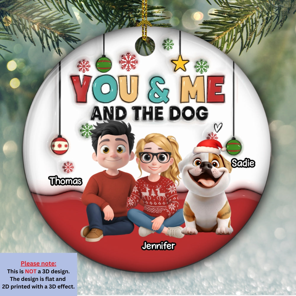 Custom Christmas Decor Home Birthday Gifts For Dog Lovers • Our Holiday With Lovely Dog - Personalized 3D Inflated Effect Ceramic Ornament