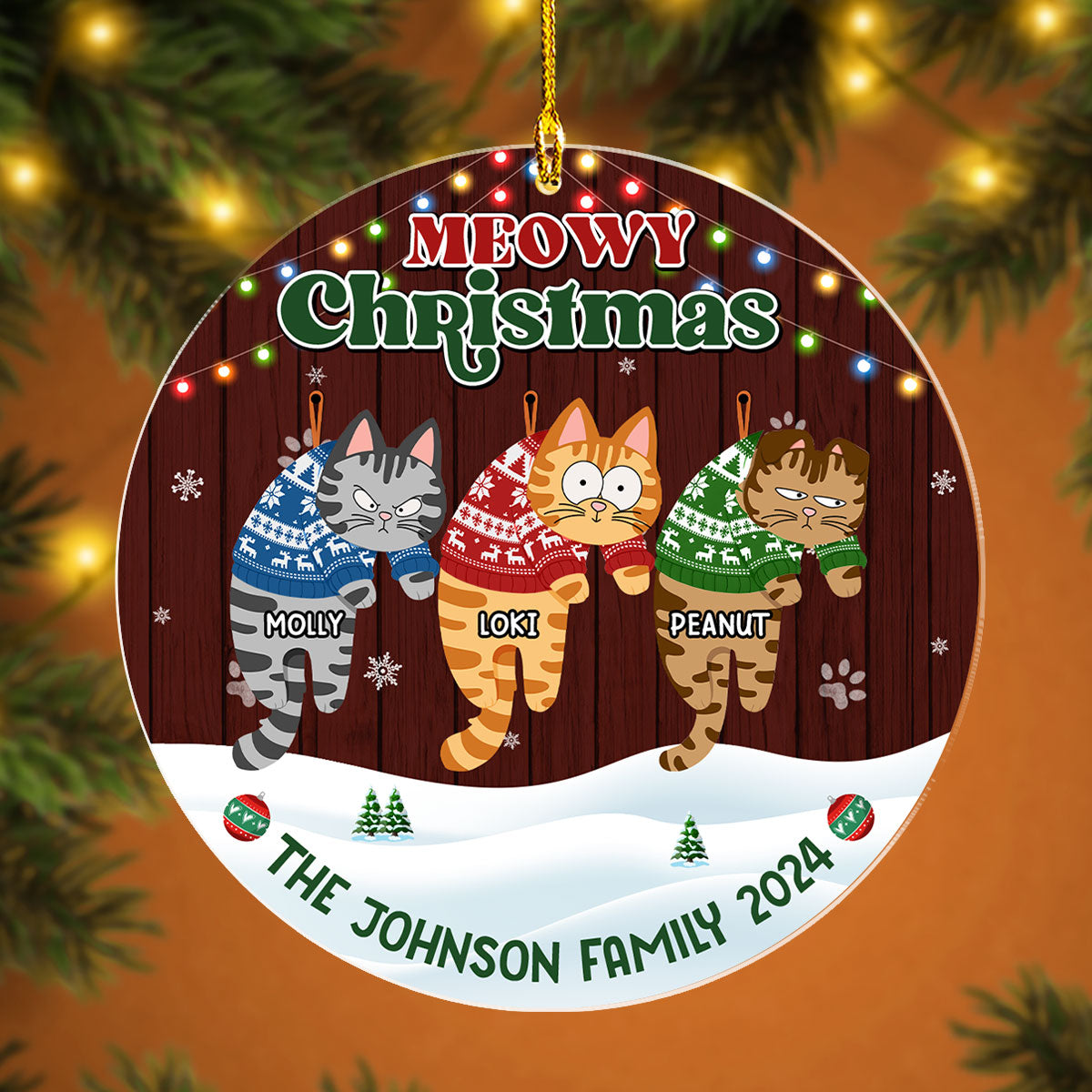 Meowy Christmas 2024 - Personalized Acrylic Ornament