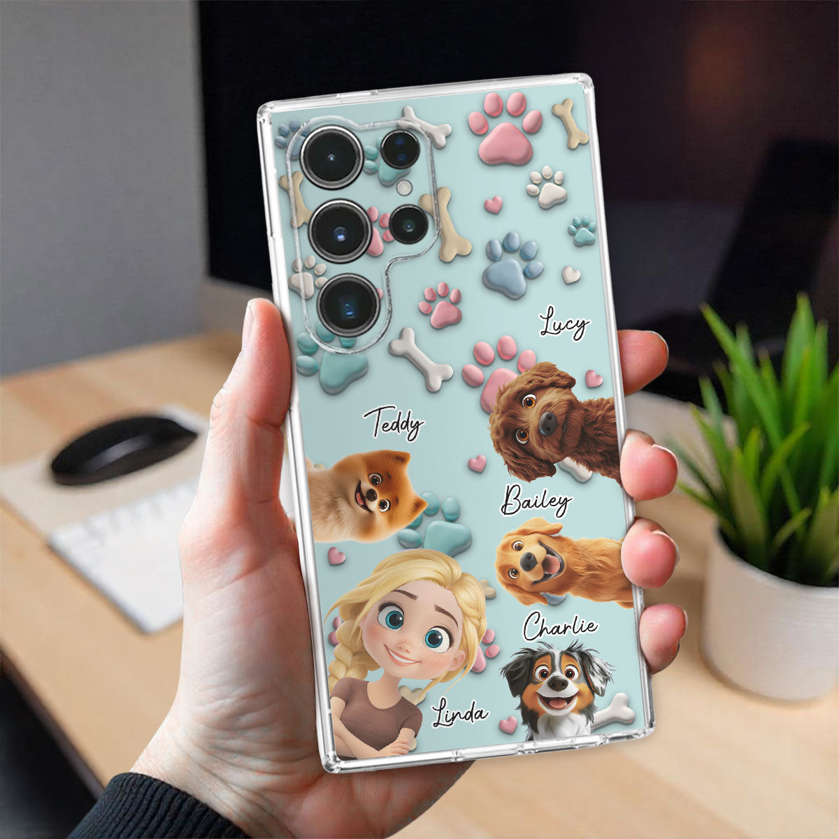 Custom Christmas Birthday Gifts For Dog Mom • Dog And Human Cartoon - Personalized Phone Case