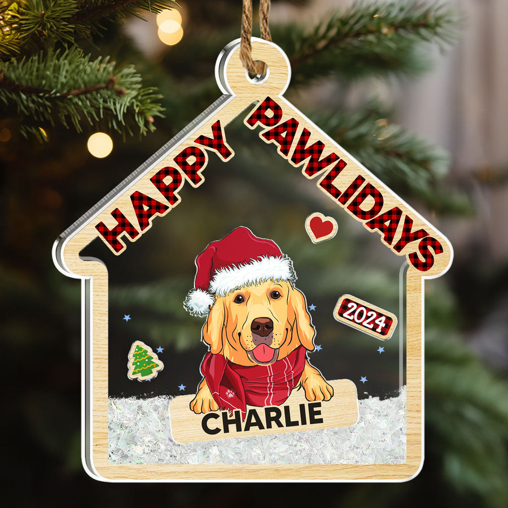 Happy Pawlidays - Personalized Acrylic Shaker Ornament