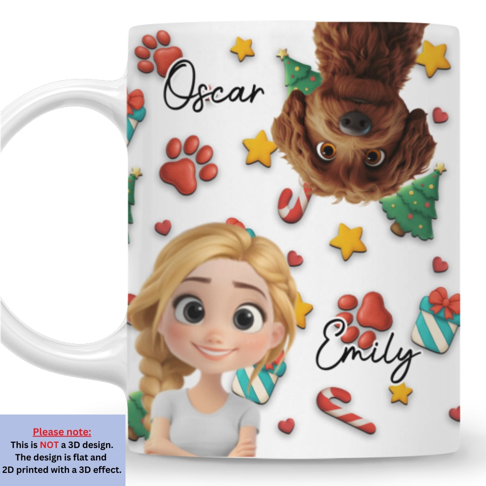 Custom Christmas Birthday Gifts For Dog Mom, Dog Lovers • Dog And Human Christmas Cartoon - Personalized Coffee Mug