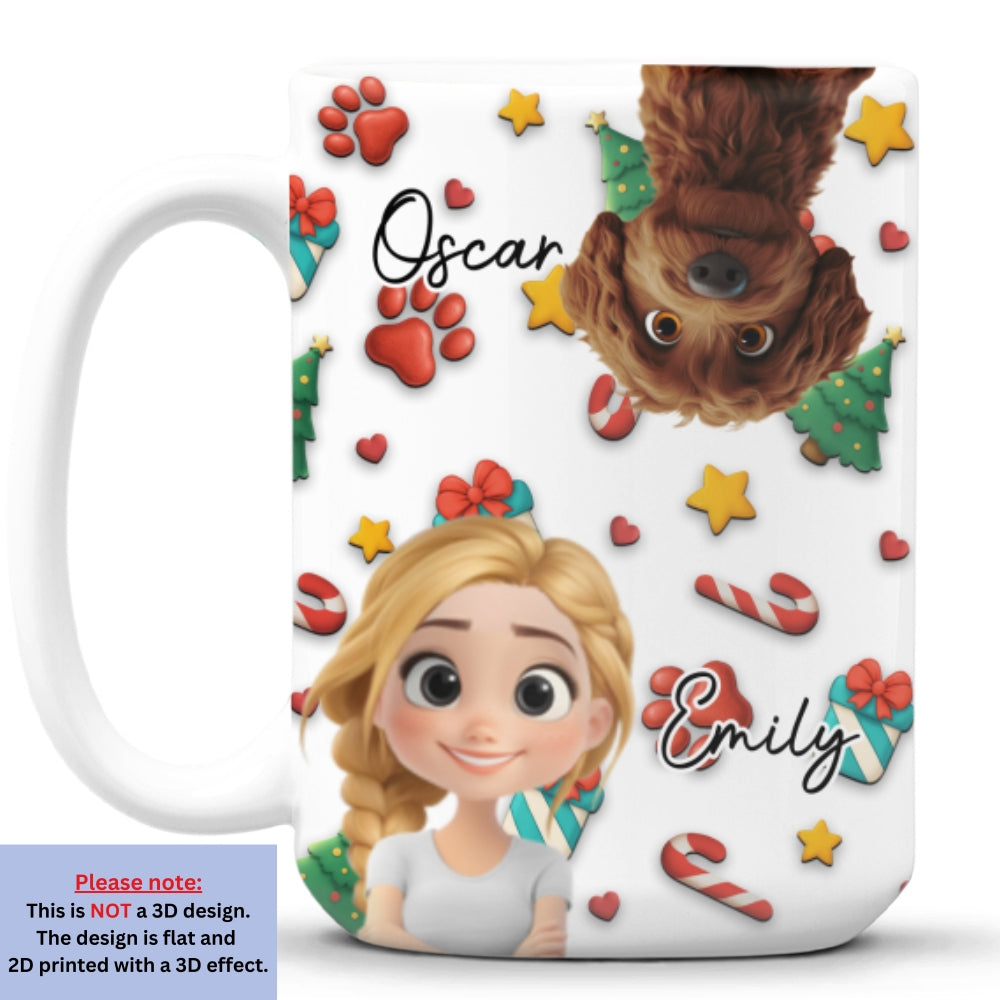 Custom Christmas Birthday Gifts For Dog Mom, Dog Lovers • Dog And Human Christmas Cartoon - Personalized Coffee Mug