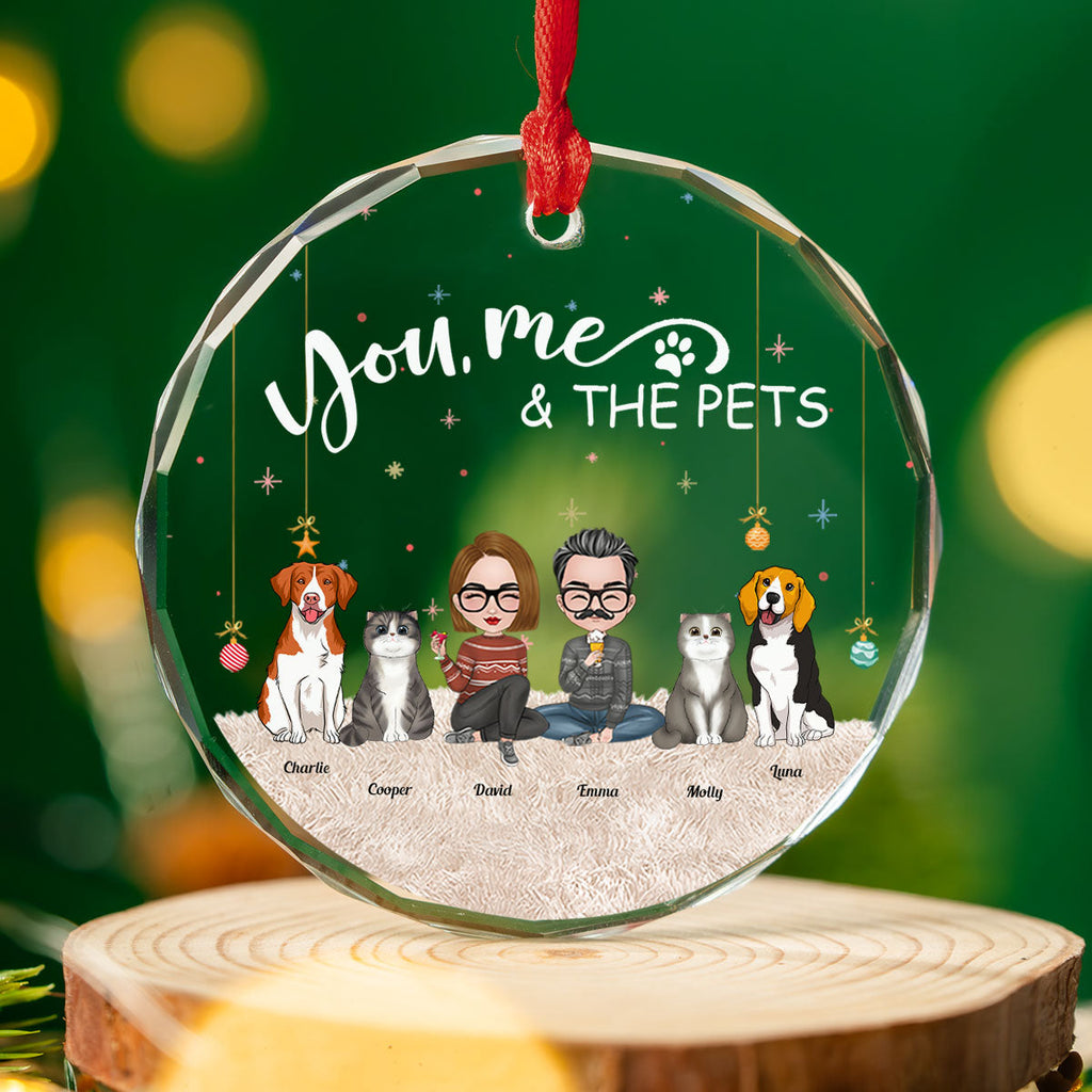 You Me And The Pet - Personalized Glass Ornament