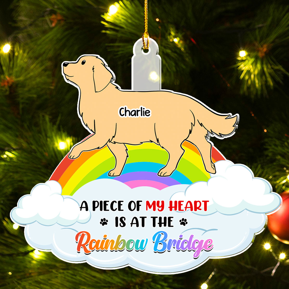 Custom Christmas Memorial Sympathy Gifts For Dogs, Cats • Piece Of Dog Mom - Personalized Acrylic Ornament