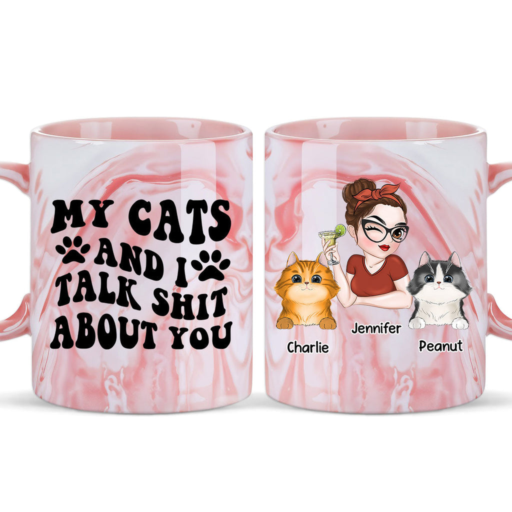 Custom Christmas Birthday Gifts For Pet Lovers • Talk Shit About Human - Personalized Pink Marble Mug