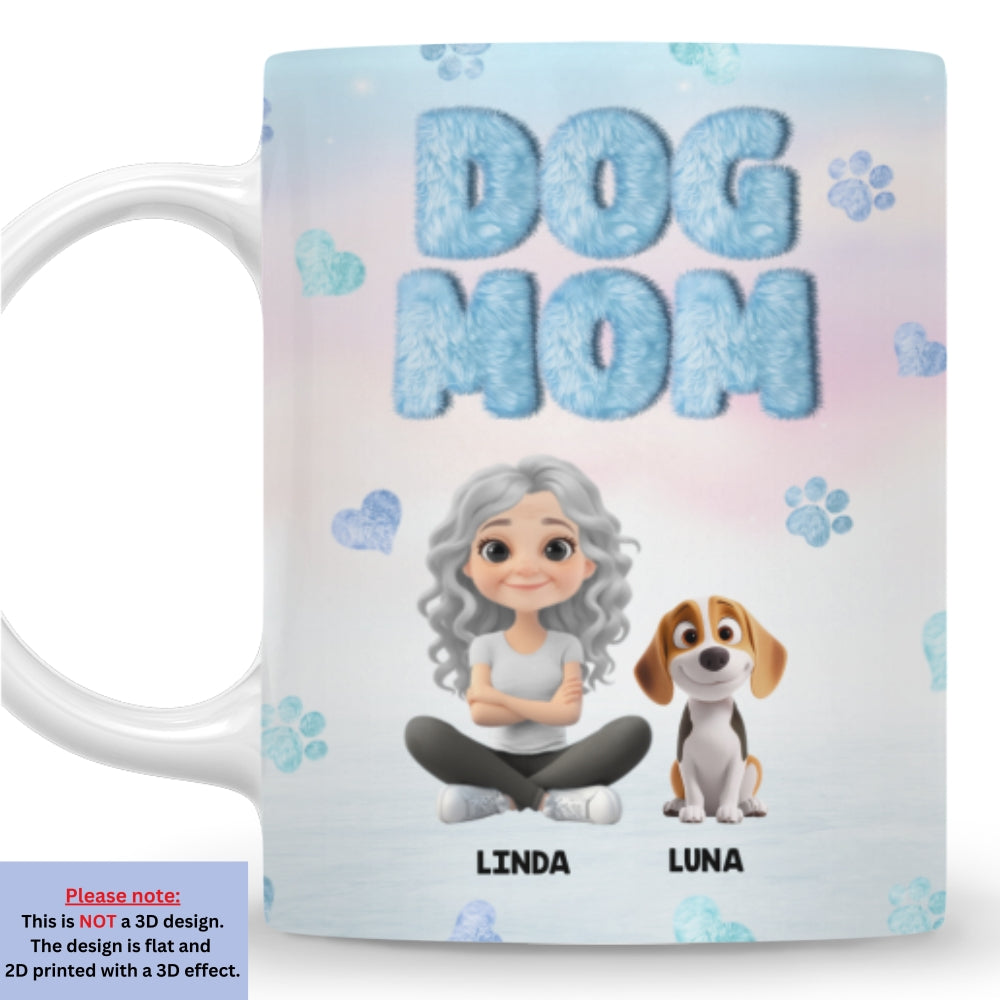 Custom Christmas Birthday Gifts For Dog Mom, Dog Lovers • Fluffy Dog Mom - Personalized 3D Inflated Effect Mug