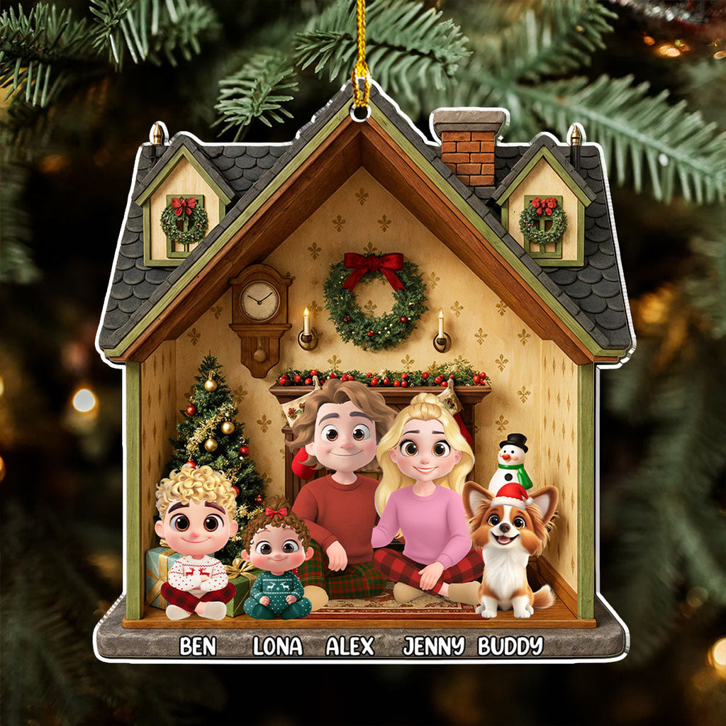 Custom Christmas Decor Home Birthday Gifts For Dog Lovers • Under The Chimney - Personalized 3D Effect Acrylic Ornament