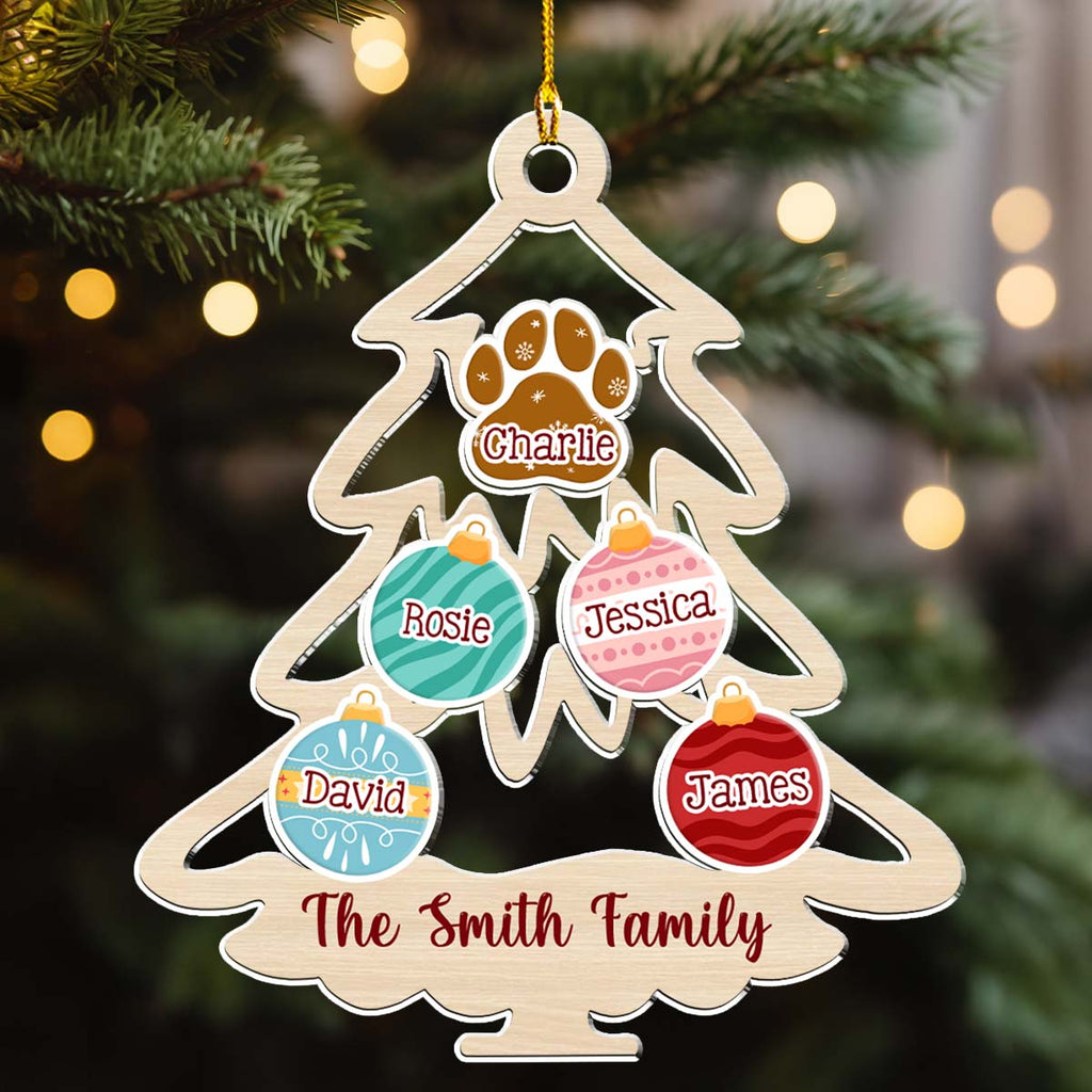 Family Tree Merry Christmas - Personalized Acrylic Ornament