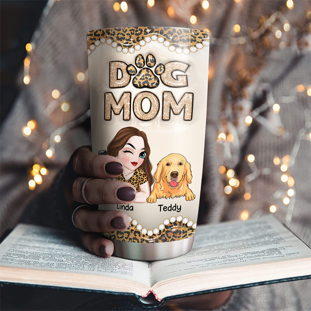 Custom Christmas Birthday Gifts For Dog Mom, Dog Lovers • This Is My Dog Mom - Personalized 3D Inflated Effect Tumbler