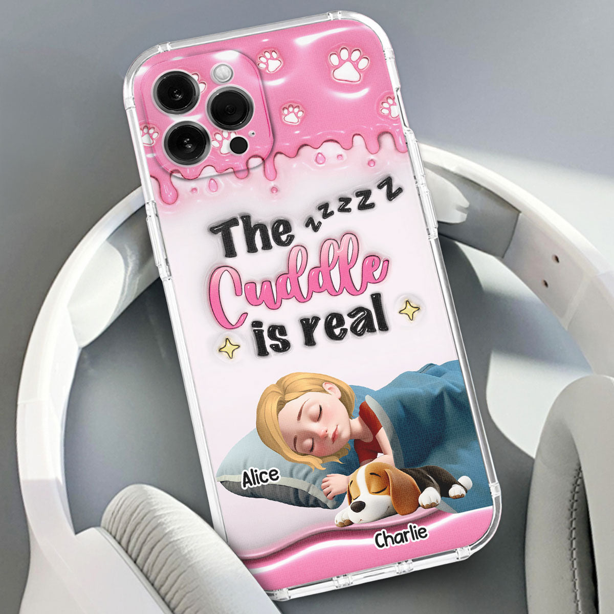Happy With My Babies - Personalized 3D Inflated Effect Phone Case