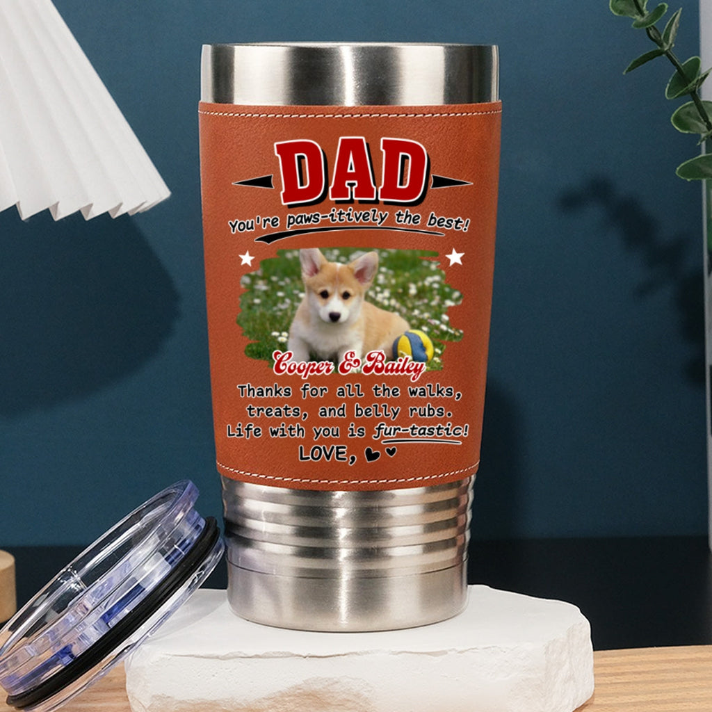 Custom Photo Christmas Birthday Gifts For Dog Lovers • Life Is Fantastic Now Photo - Personalized Leather Tumbler