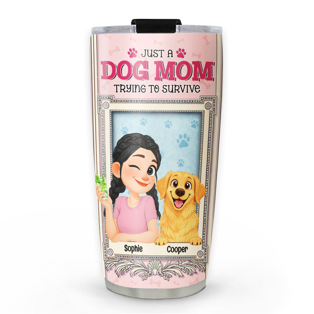 Custom Christmas Birthday Gifts For Dog Mom, Dog Lovers • Survive My Single Dog Mom Life - Personalized Tumbler