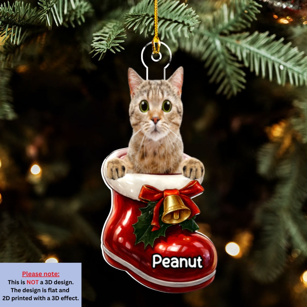 Custom Christmas Decor Home Birthday Gifts For Cat Mom, Cat Lovers • Here In Your Shoes Photo - Personalized 3D Effect Acrylic Ornament
