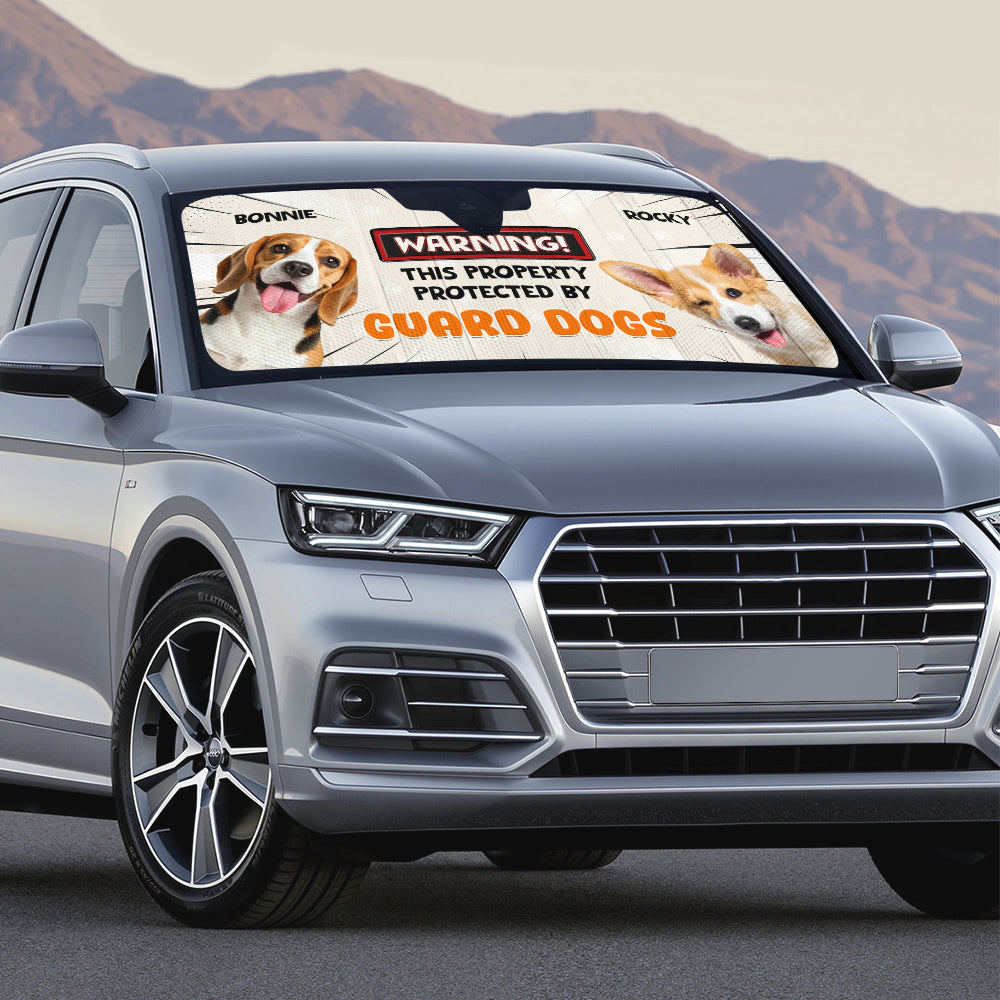 Custom Christmas Birthday Gifts Car Accessories for Dog Parents • Double The Trouble Photo - Personalized Car Sunshade
