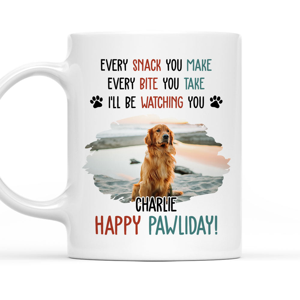Custom Photo Christmas Birthday Gifts For Dog Lovers • Cartoon Dog Pawliday Photo - Personalized Coffee Mug