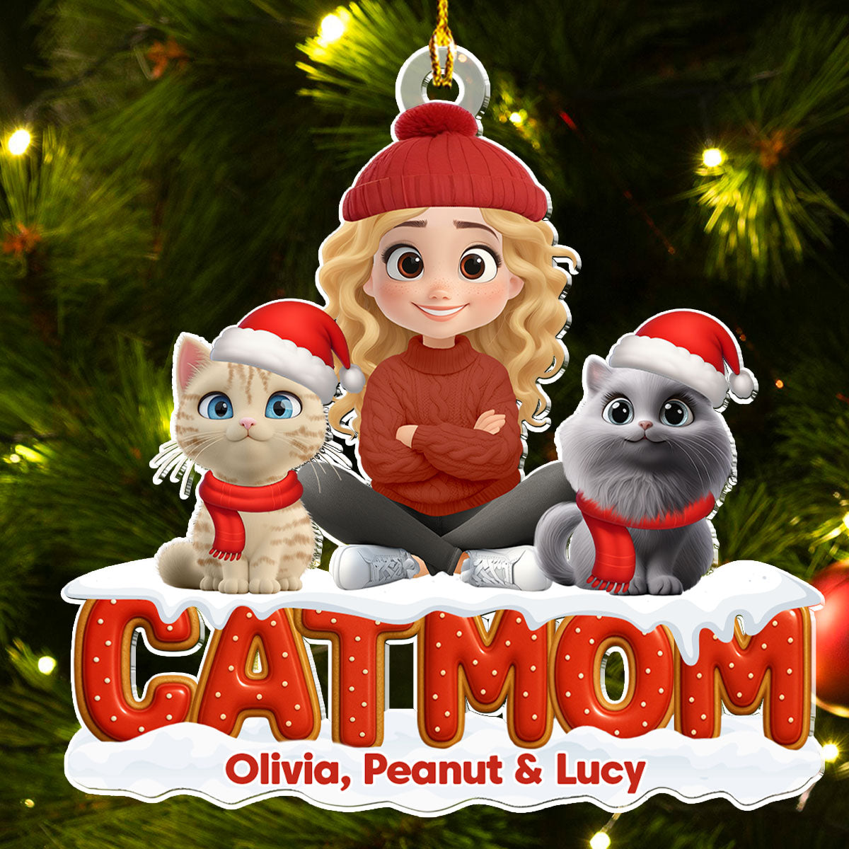 Custom Christmas Decor Home Birthday Gifts For Cat Lovers • Our Unbroken Bond Cat Ver - Personalized 3D Effect Acrylic Ornament