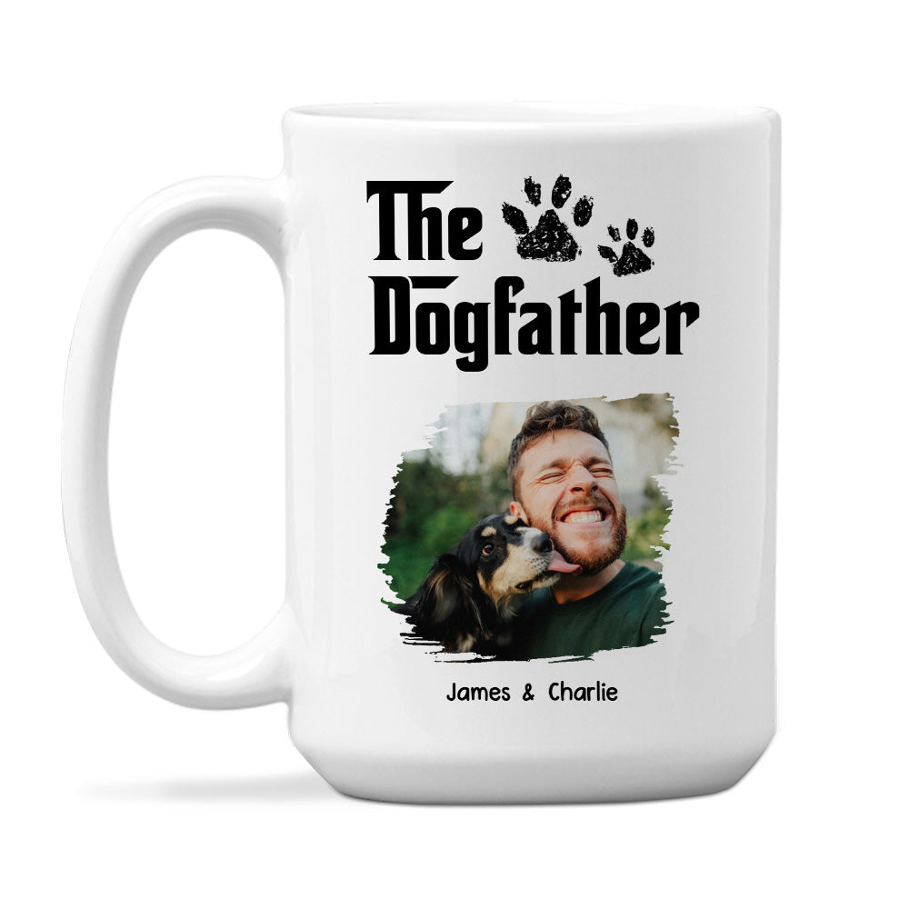 Custom Photo Father's day Birthday Gifts For Dog Dad, Dog Lovers • White Cool Dog Father Photo - Personalized Coffee Mug
