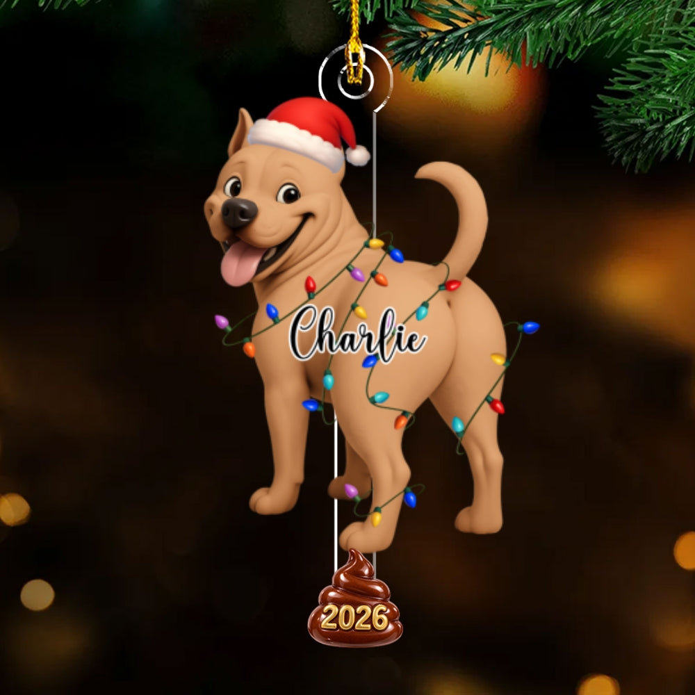 Custom Christmas Decor Home Birthday Gifts For Dog Mom, Dog Lovers • Funny Pooping Pooches Dog - Personalized Acrylic Ornament