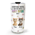 Custom Mother's day Birthday Gifts For Cat Mom, Cat Lovers • Everything Tastes Better With Cat Hair - Personalized 3D Inflated Effect Tumbler