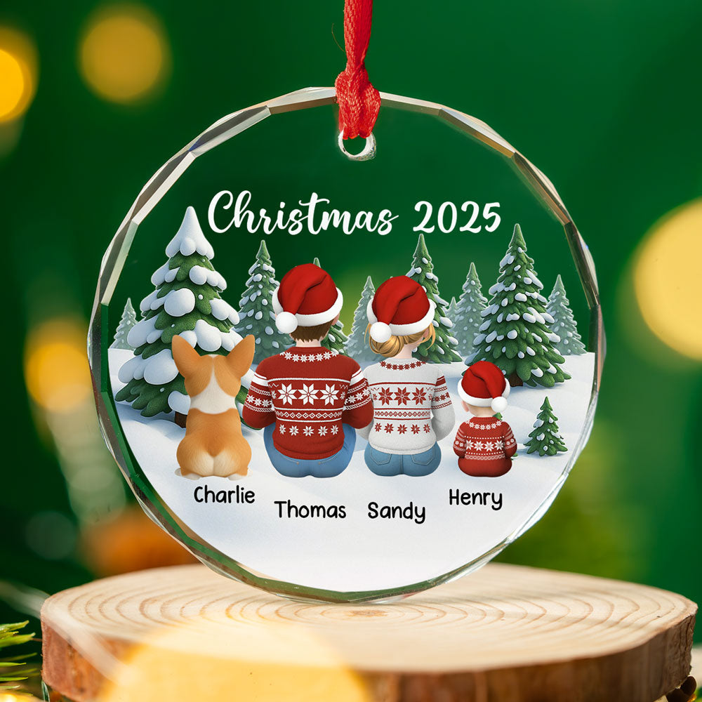 Custom Christmas Decor Home Birthday Gifts For Dog Lovers • Merry Christmas Family & Pets - Personalized Glass Ornament