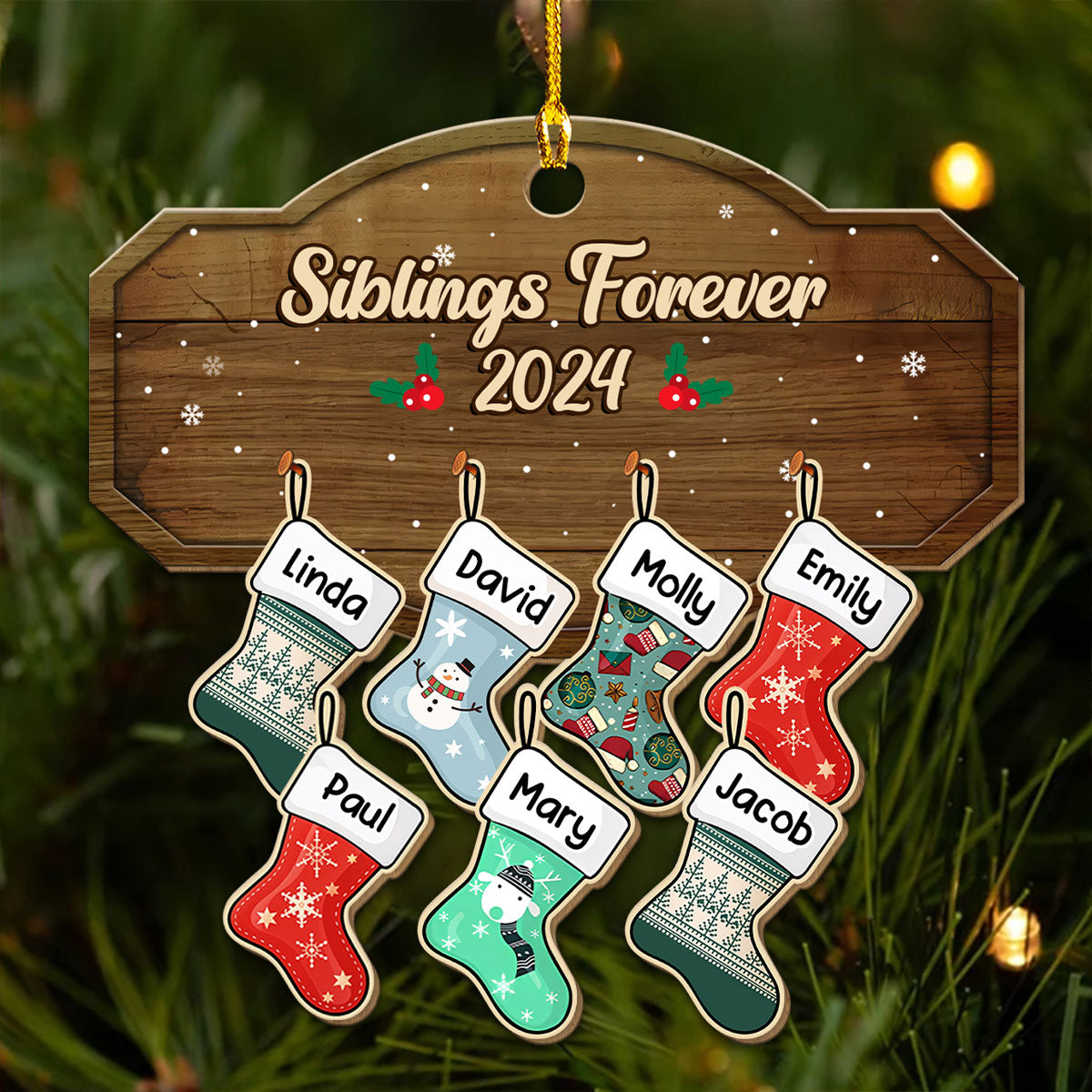 Family With Pet - Personalized Wood Ornament