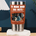 Custom Photo Christmas Birthday Gifts For Pet Lovers • Human And Their Pet Cartoon Christmas Photo - Personalized Leather Tumbler