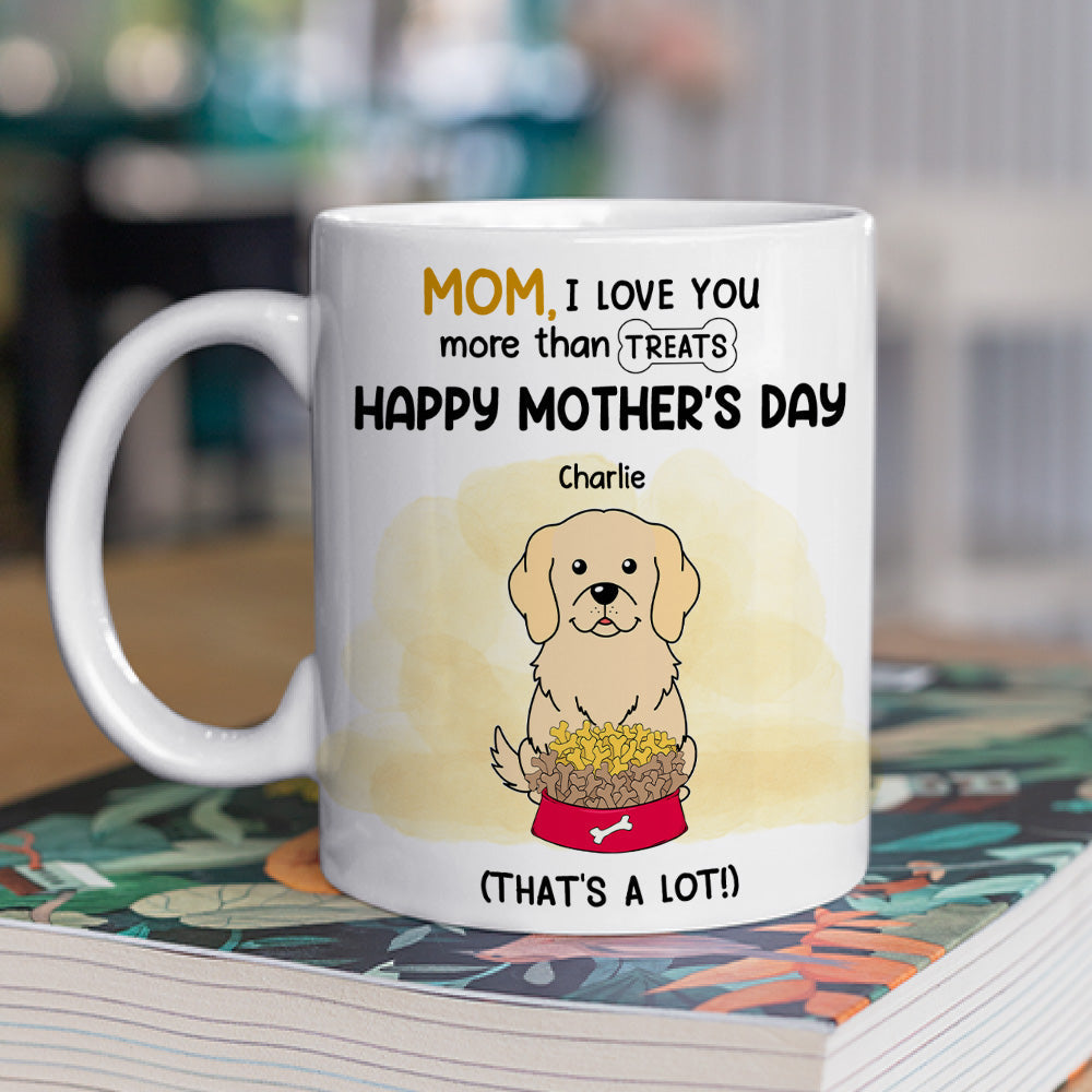 Custom Christmas Birthday Gifts For Dog Lovers • We Love You More Than Treats - Personalized Coffee Mug