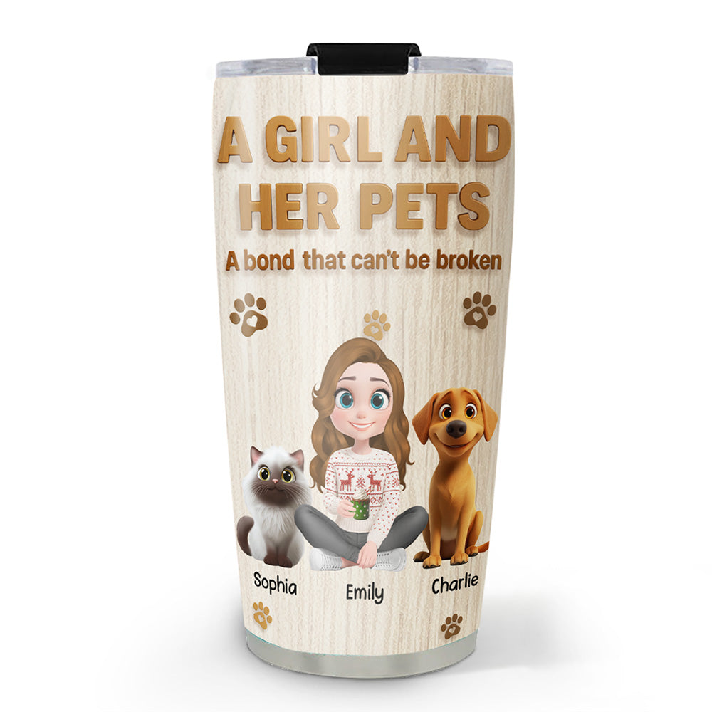 Custom Christmas Birthday Gifts For Pet Mom, Pet Lovers • A Girl And Her Pet Snowball - Personalized Tumbler