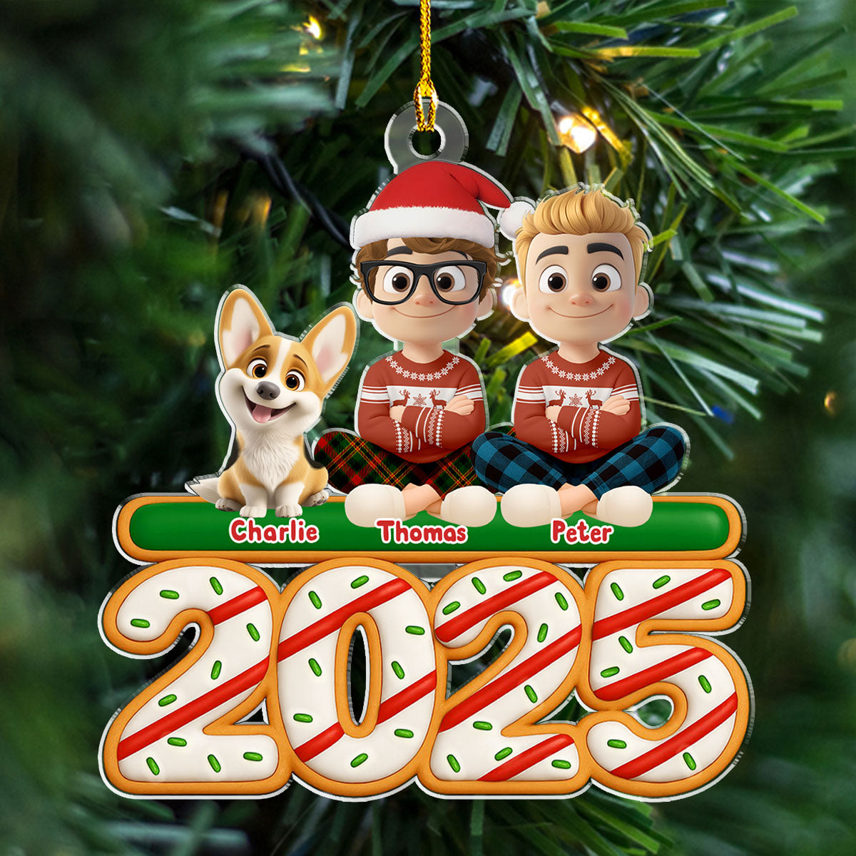 Custom Christmas Decor Home Birthday Gifts For Dog Lovers • Couple And Dog Tree Cake - Personalized Acrylic Ornament