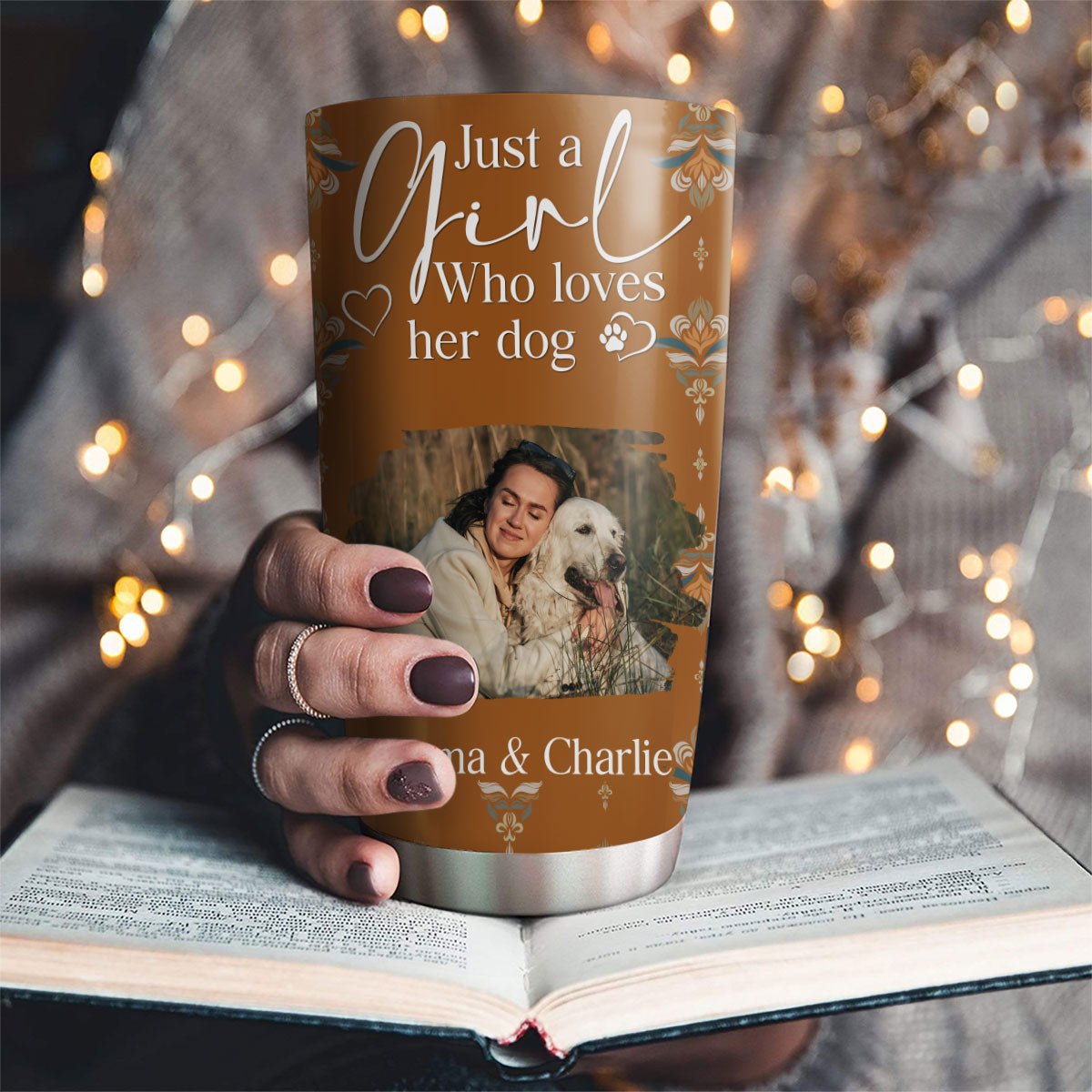Custom Photo Christmas Birthday Gifts For Dog Mom, Dog Lovers • Stay Here With Dogs Photo - Personalized Tumbler
