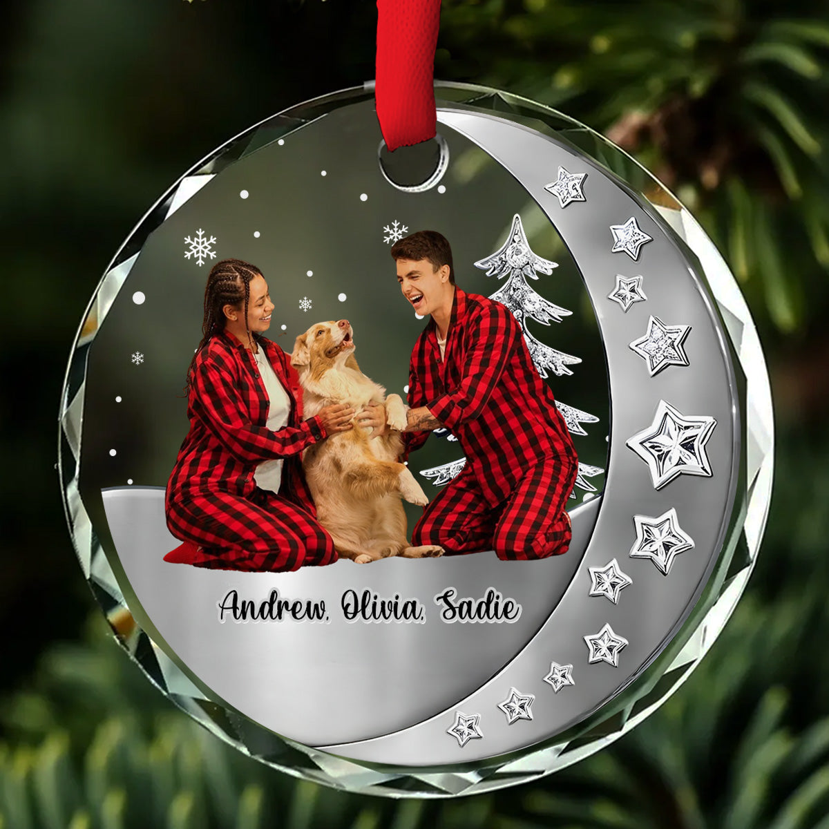 Custom Christmas Decor Home Birthday Gifts For Dog Lovers • Beside Each Other Photo - Personalized 3D Effect Glass Ornament