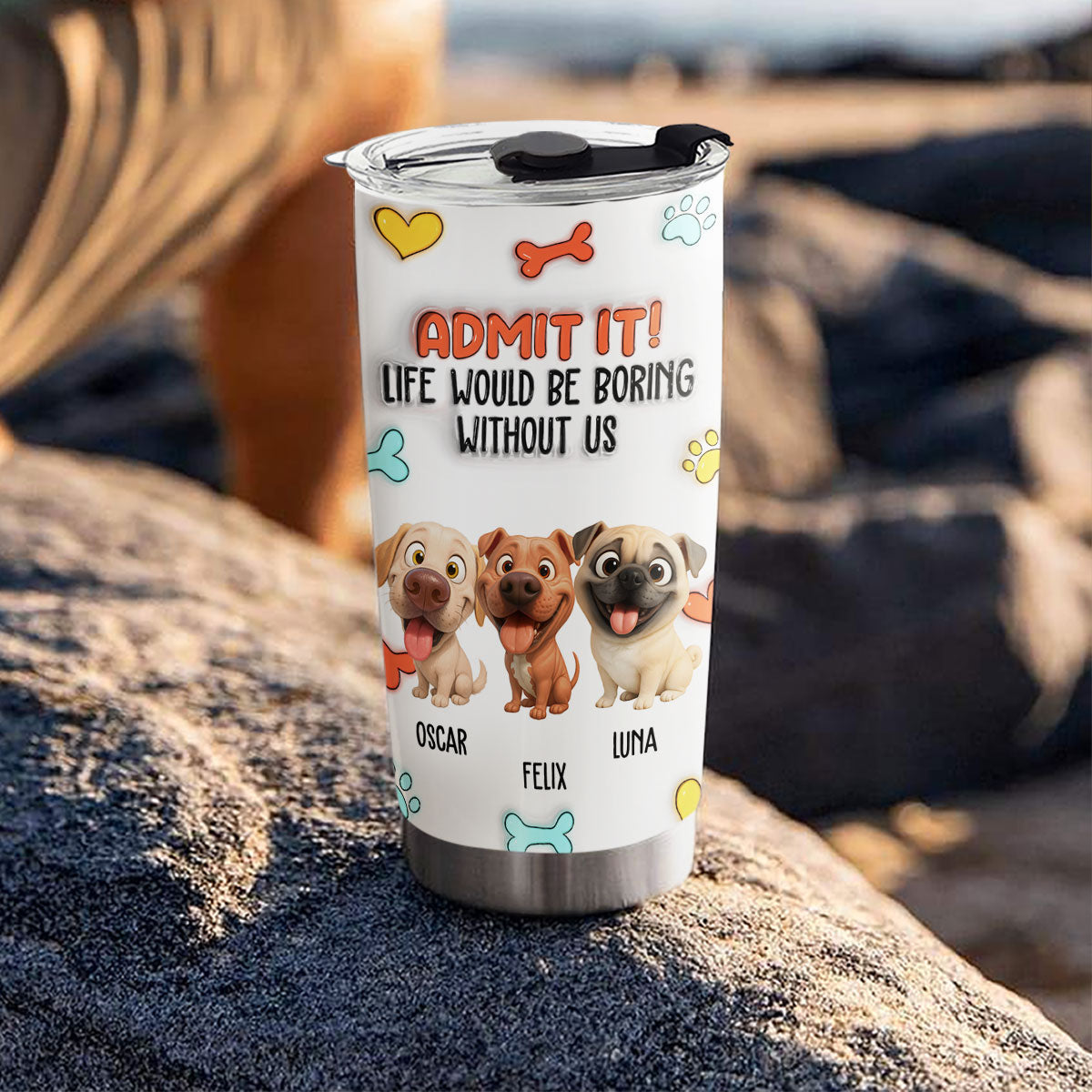 Custom Christmas Birthday Gifts For Dog Lovers • Funny Admit It Dog - Personalized 3D Inflated Effect Tumbler