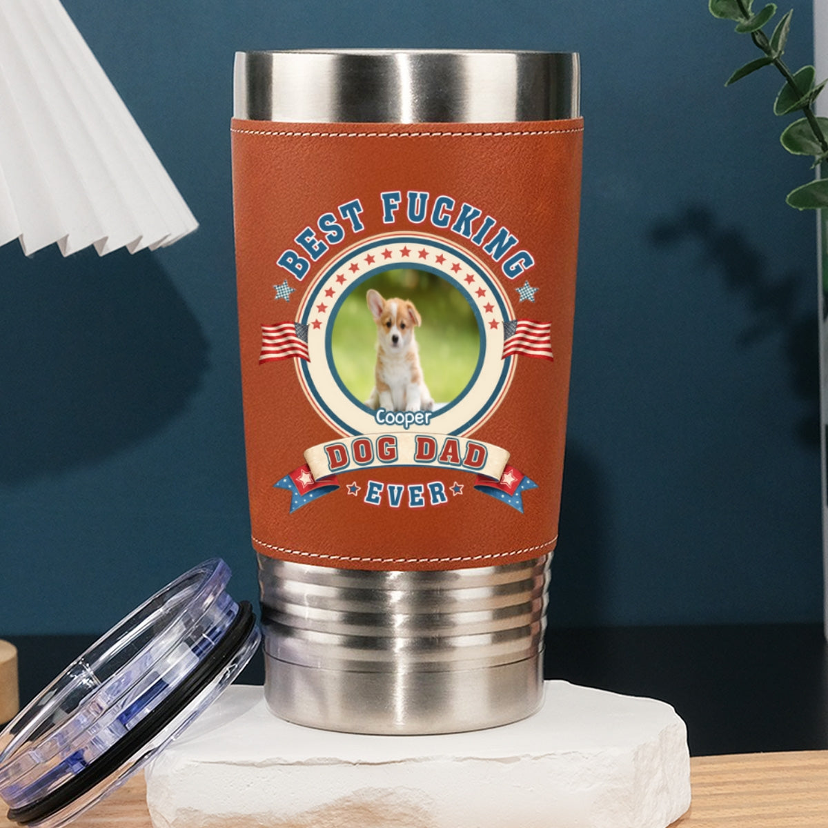 Custom Photo Christmas Birthday Gifts For Dog Lovers • Best Of The Best Photo - Personalized Leather Tumbler